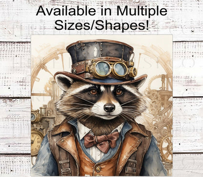 Steampunk Raccoon - Raccoon Sign - Steampunk Decor - Steampunk Wreath Sign