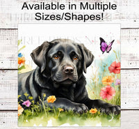 
              Spring Dog Wreath Sign - Labrador Retriever Dog - Floral Wreath Sign - Butterflies Welcome Sign
            