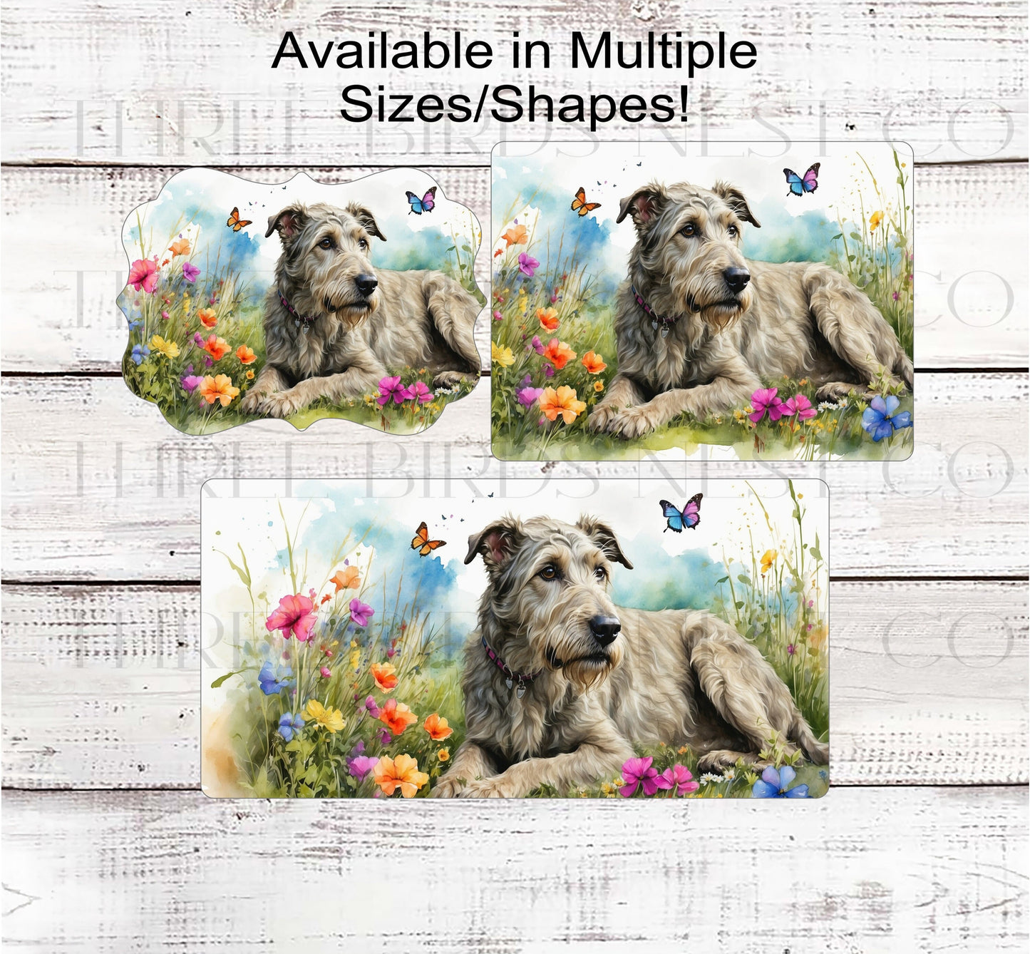 Spring Dog Wreath Sign - Irish Wolfhound Dog - Floral Wreath Sign