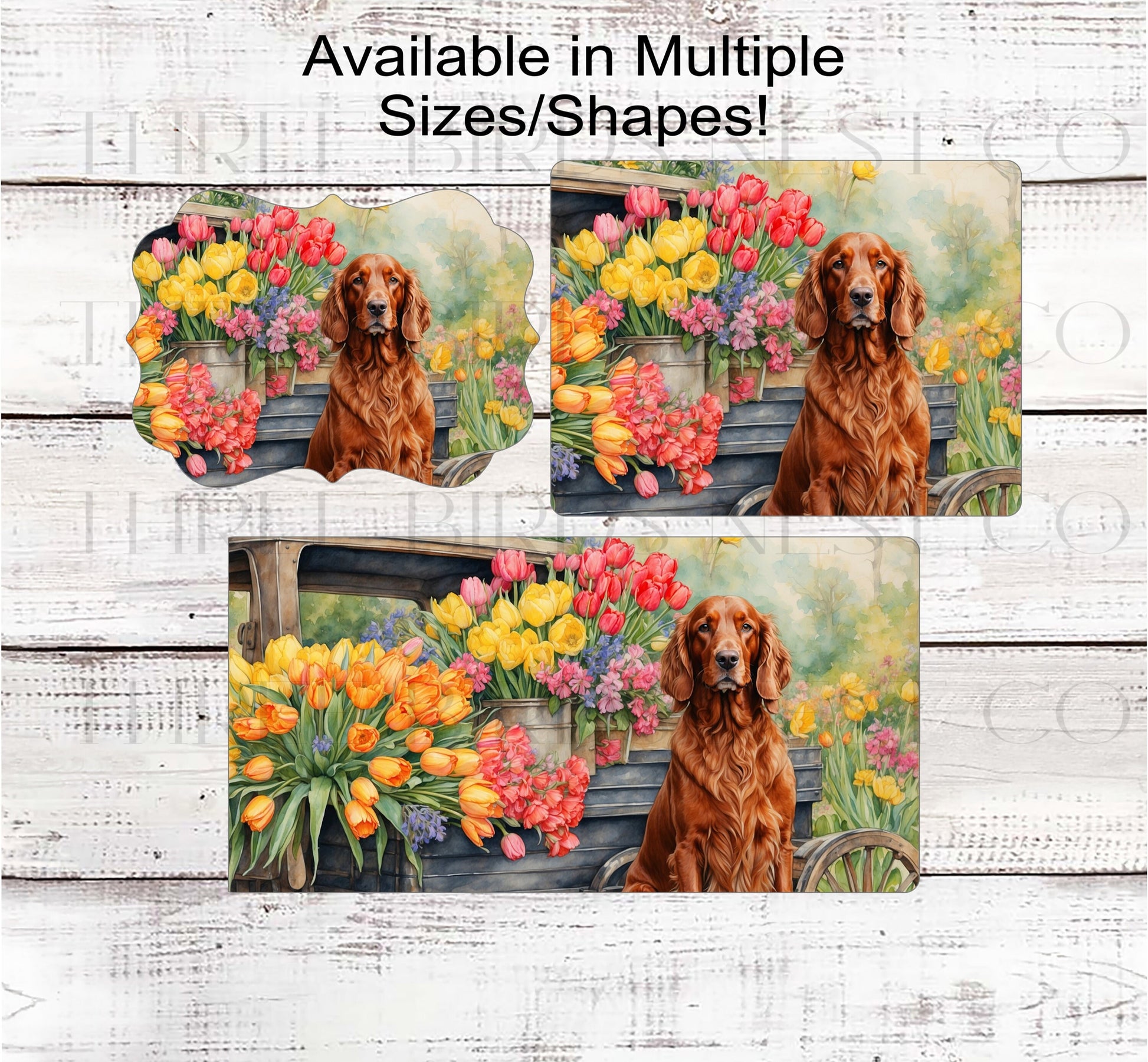 Spring Dog Wreath Sign - Irish Setter Dog - Floral Wreath Sign