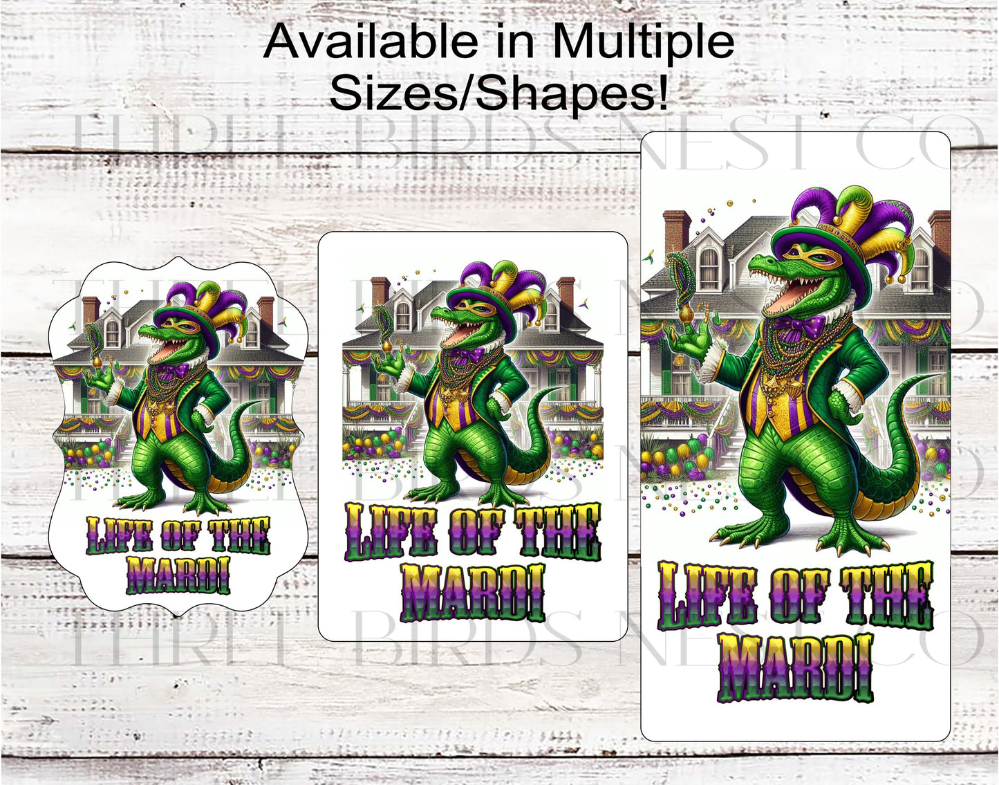Mardi Gras Wreath Sign - Louisiana Alligator - Life of the Mardi - Mardi Gras Beads - Fat Tuesday