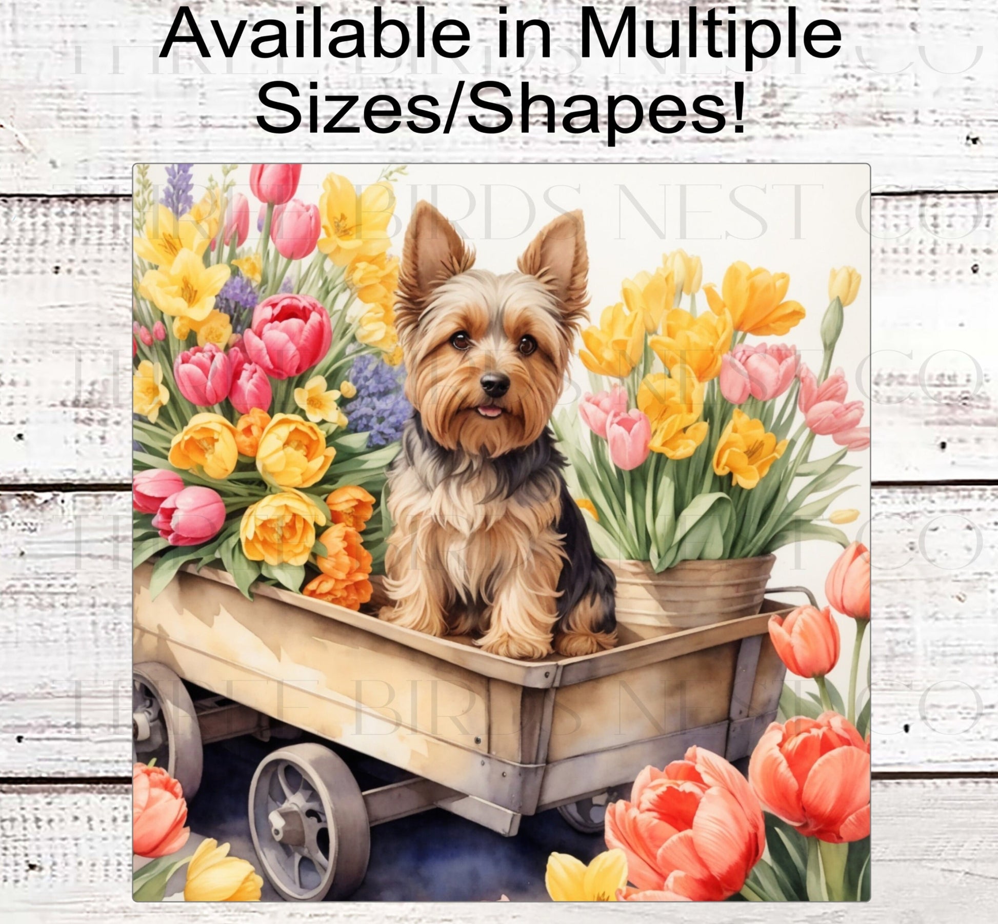Spring Dog Wreath Sign - Yorkshire Terrier Dog - Floral Wreath Sign