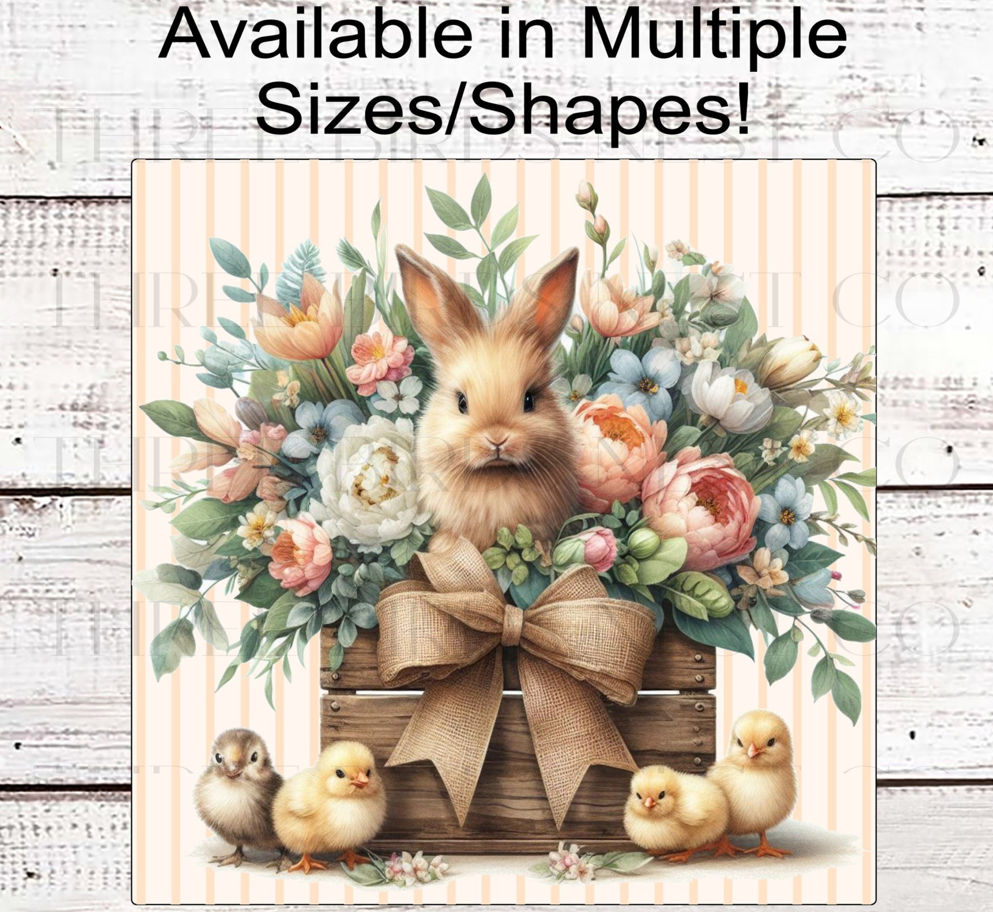 Floral Easter Bunny Wreath Sign - Easter Chicks
