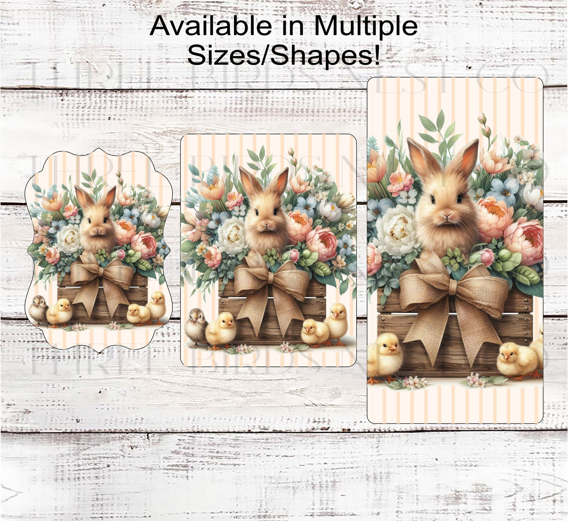 Floral Easter Bunny Wreath Sign - Easter Chicks