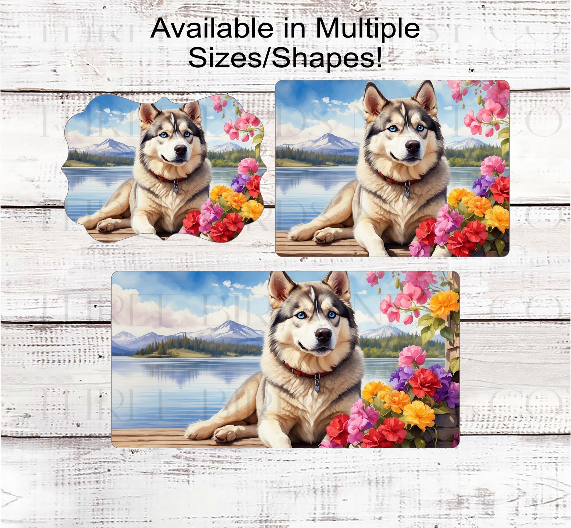 Dog Wreath Sign - Siberian Husky Dog - Lake House - Floral Wreath Sign
