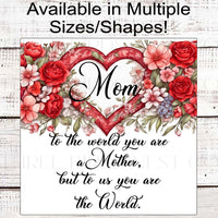 Mom Wreath Sign - Mothers Day Sign - Spring Floral Sign