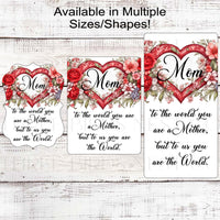 Mom Wreath Sign - Mothers Day Sign - Spring Floral Sign