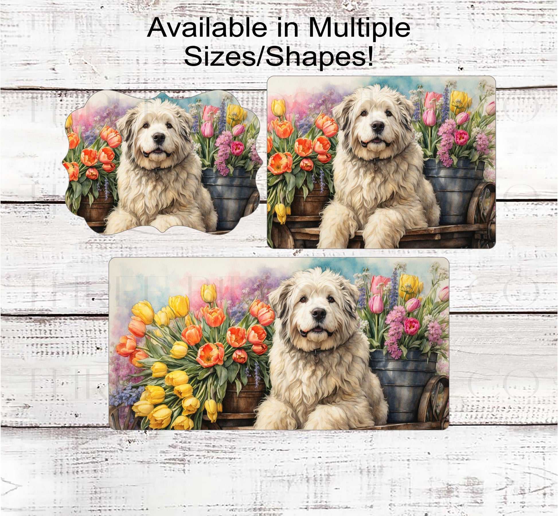 Spring Dog Wreath Sign - Old English Sheepdog - Floral Wreath Sign