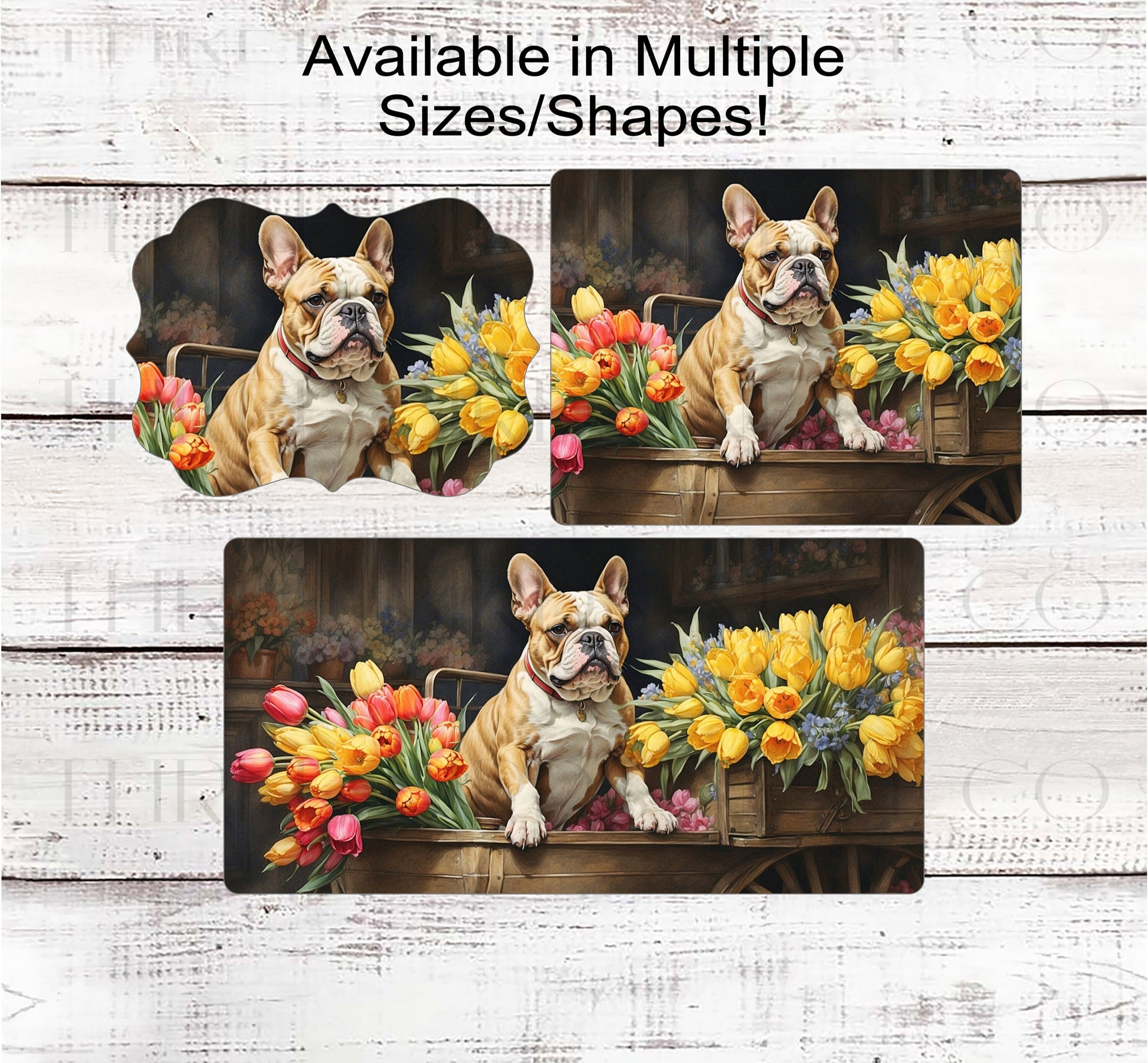Dog Wreath Sign - French Bulldog - Frenchie Lover - Spring Flowers - Floral Wreath Sign