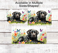 
              Spring Dog Wreath Sign - Labrador Retriever Dog - Floral Wreath Sign - Butterflies Welcome Sign
            