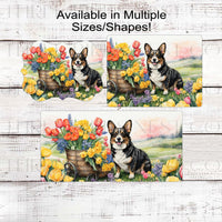 Dog Wreath Sign - Corgi Dog - Floral Wreath Sign