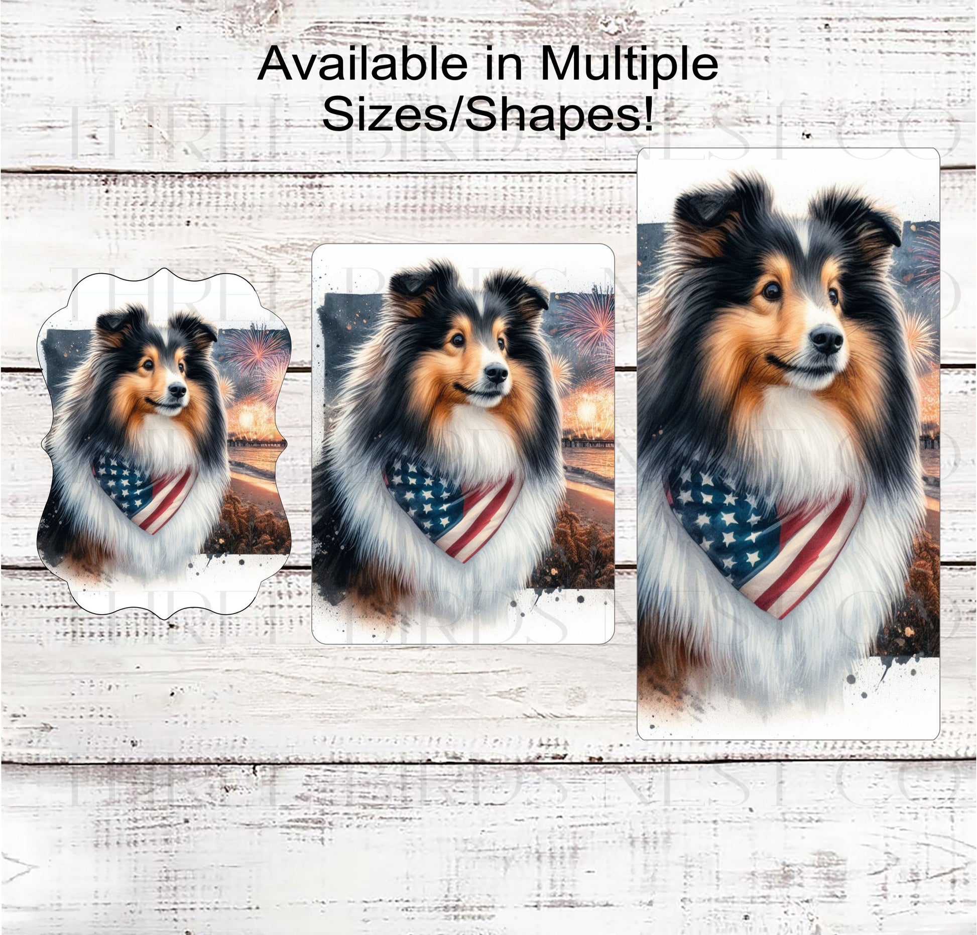 Patriotic Dog Wreath Signs - Shetland Sheepdog - Sheltie Dog - American Flag - Wiggle Butt - Beach Decor - Fireworks Sign - 4th of July