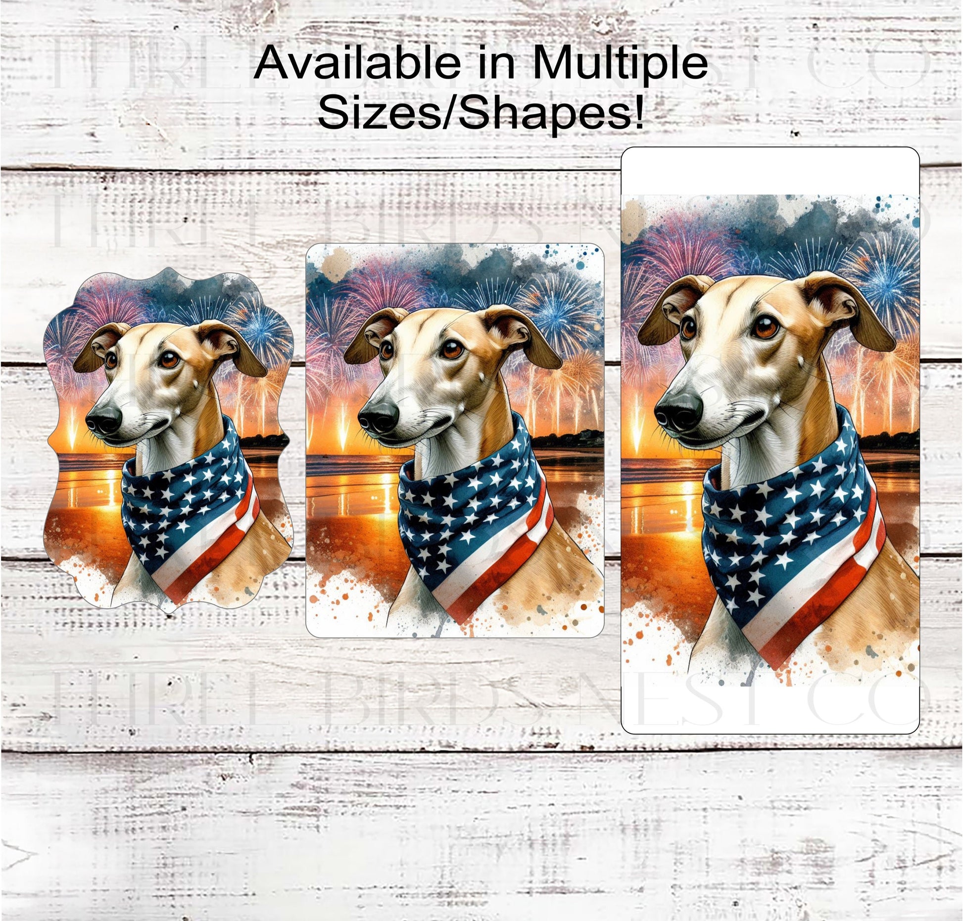 Patriotic Dog Wreath Signs - Greyhound Dog - American Flag - Wiggle Butt - Beach Decor - Fireworks Sign - 4th of July