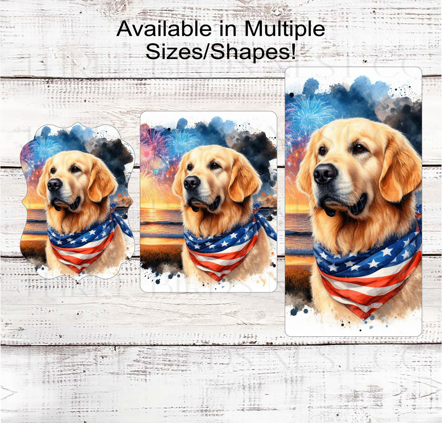 Patriotic Dog Wreath Signs - Golden Retriever Dog - American Flag - Wiggle Butt - Beach Decor - Fireworks Sign - 4th of July