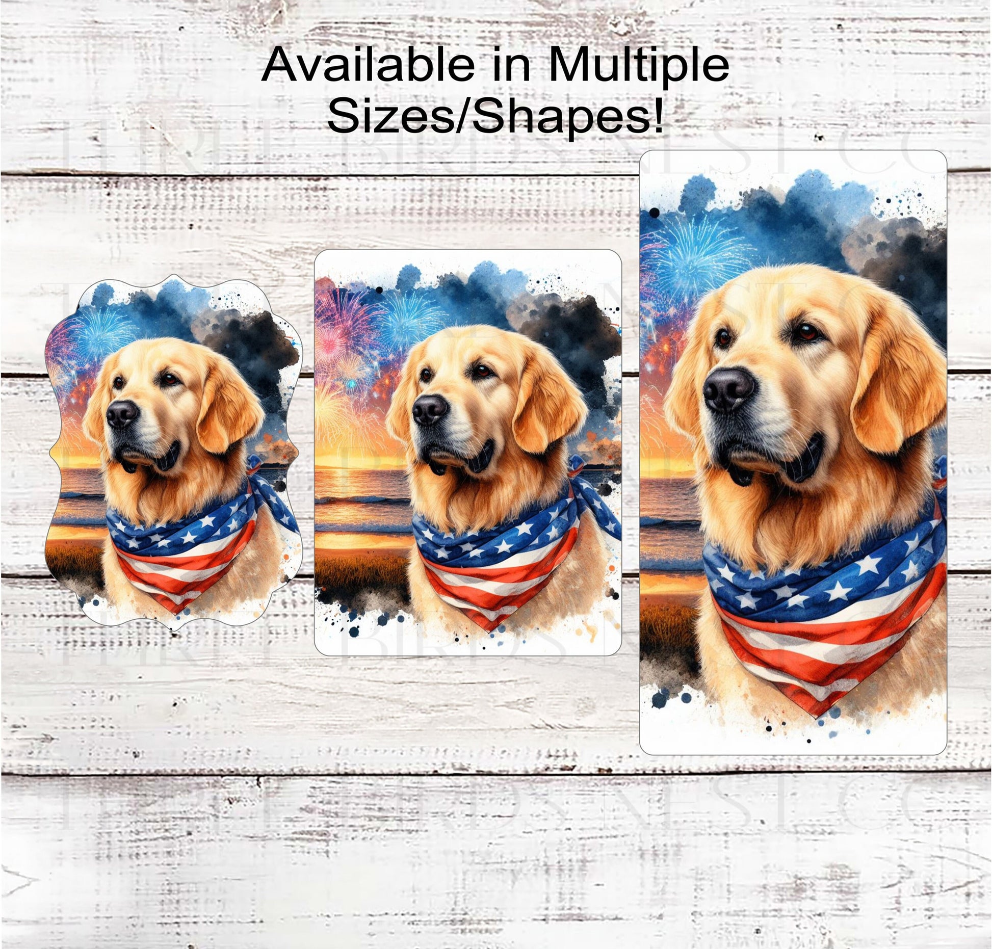 Patriotic Dog Wreath Signs - Golden Retriever Dog - American Flag - Wiggle Butt - Beach Decor - Fireworks Sign - 4th of July