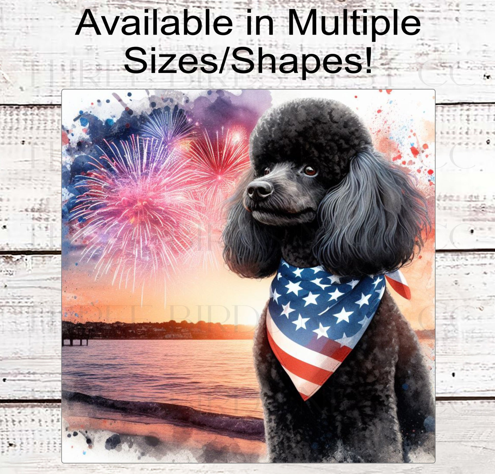 Patriotic Dog Wreath Signs - Poodle Dog - American Flag - Wiggle Butt - Beach Decor - Fireworks Sign - 4th of July