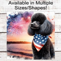 Patriotic Dog Wreath Signs - Poodle Dog - American Flag - Wiggle Butt - Beach Decor - Fireworks Sign - 4th of July