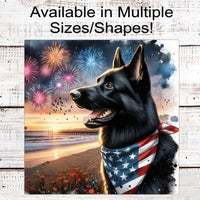 Patriotic Dog Wreath Signs - German Shepherd Dog - American Flag - Wiggle Butt - Beach Decor - Fireworks Sign - 4th of July