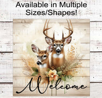 
              Whitetail Deer Welcome Wreath Sign - Rustic Farmhouse - Cabin Decor - Wildlife Lover - Deer Hunter
            