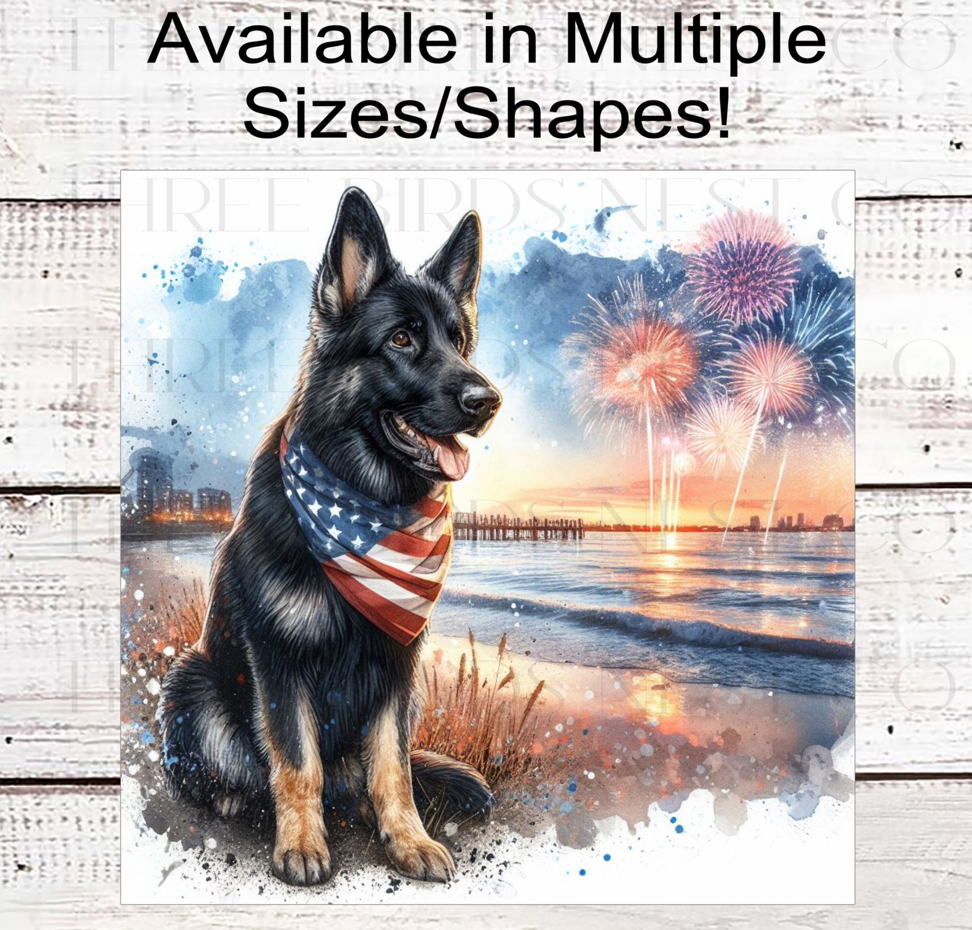 Patriotic Dog Wreath Signs - German Shepherd Dog - American Flag - Wiggle Butt - Beach Decor - Fireworks Sign - 4th of July