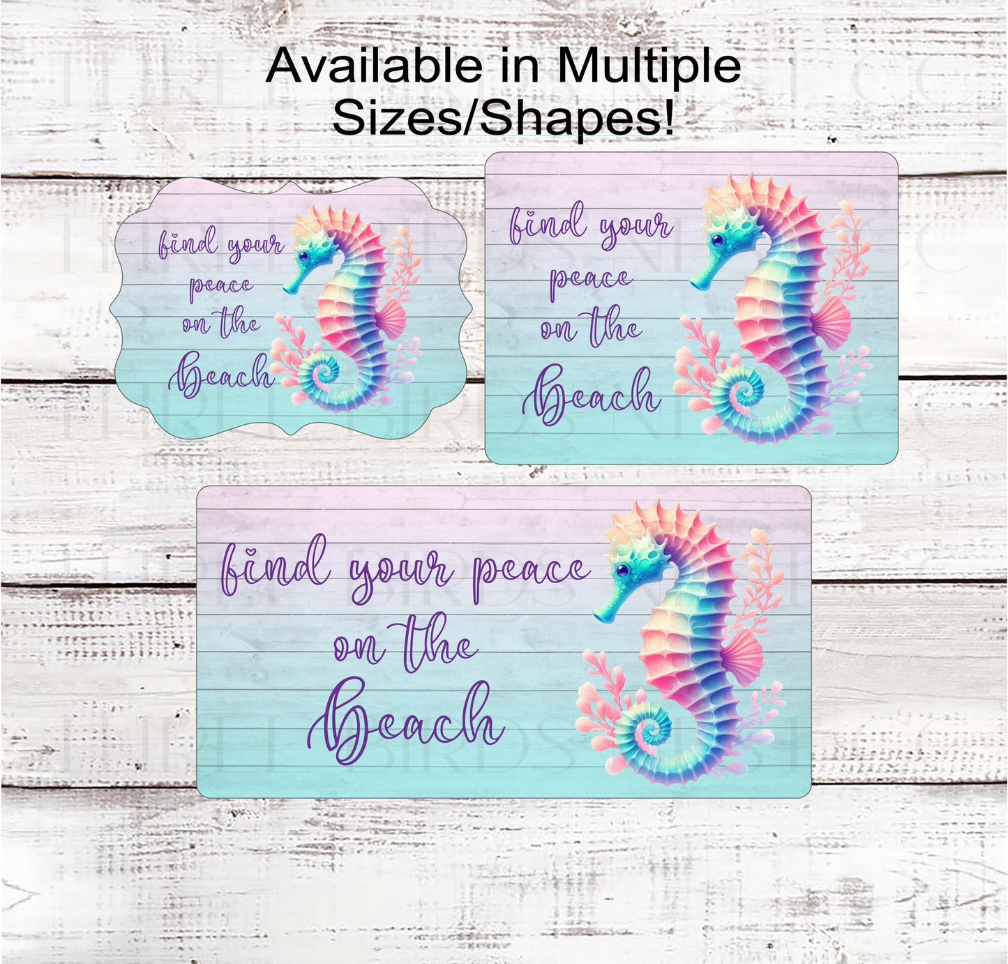 Seahorse Beach Sign - Summer Wreath Sign - Beach Welcome - Pastel Beach