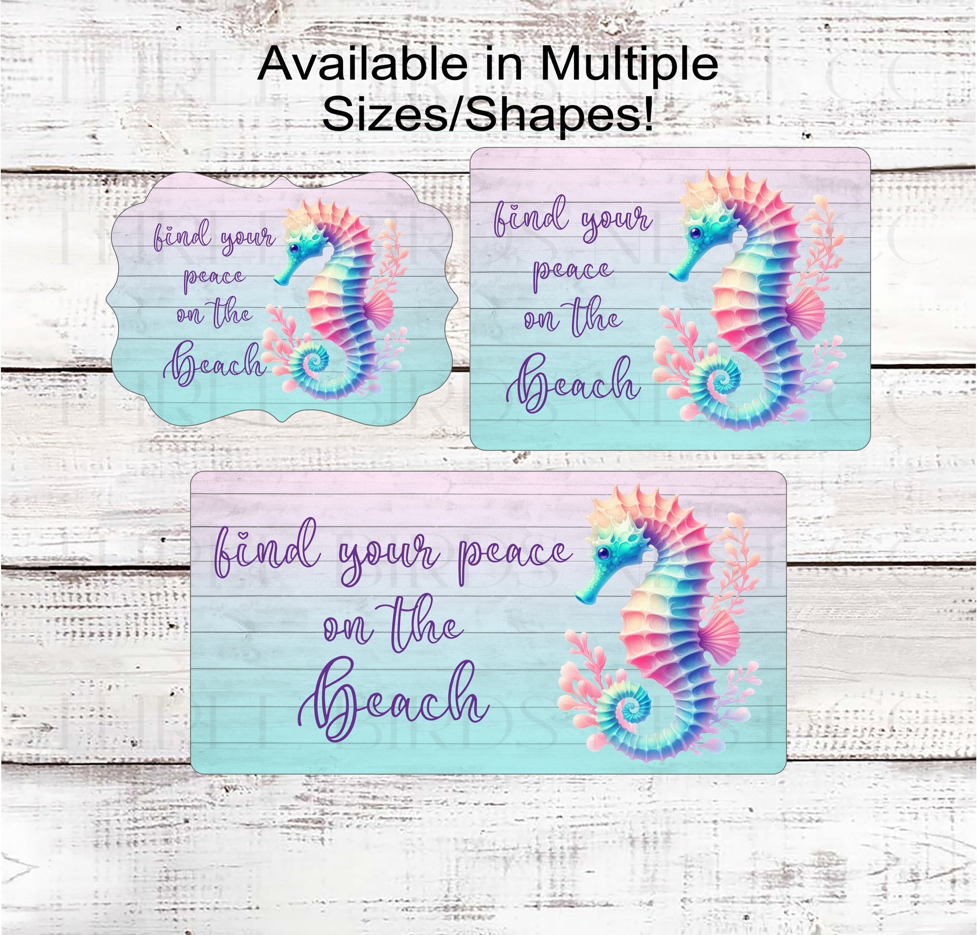 Seahorse Beach Sign - Summer Wreath Sign - Beach Welcome - Pastel Beach