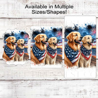 Patriotic Dog Wreath Signs - Golden Retriever Dogs - American Flag - Wiggle Butt - Beach Decor - Fireworks Sign - 4th of July