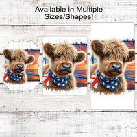 Scottish Highland Cow Sign - Patriotic Wreath Sign - Beach Welcome Sign - Fireworks Sign - 4th of July Decor