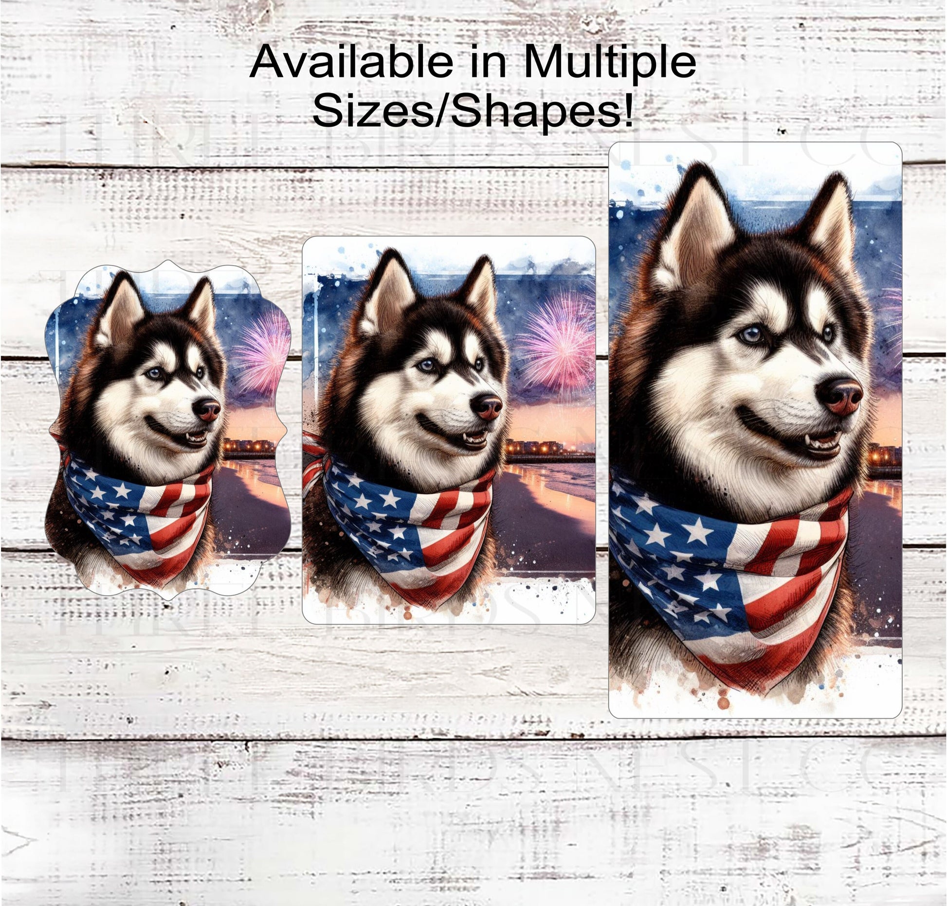 Patriotic Dog Wreath Signs - Siberian Husky Dog - American Flag - Wiggle Butt - Beach Decor - Fireworks Sign - 4th of July