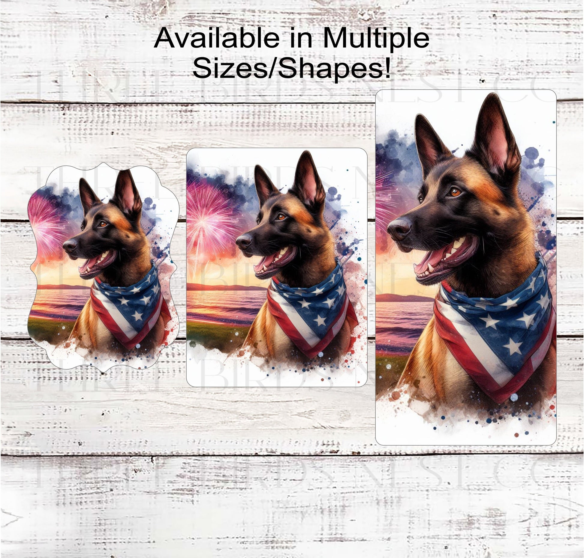 Patriotic Dog Wreath Signs - Belgian Malinois Dog - American Flag - Wiggle Butt - Beach Decor - Fireworks Sign - 4th of July