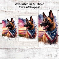 Patriotic Dog Wreath Signs - Belgian Malinois Dog - American Flag - Wiggle Butt - Beach Decor - Fireworks Sign - 4th of July