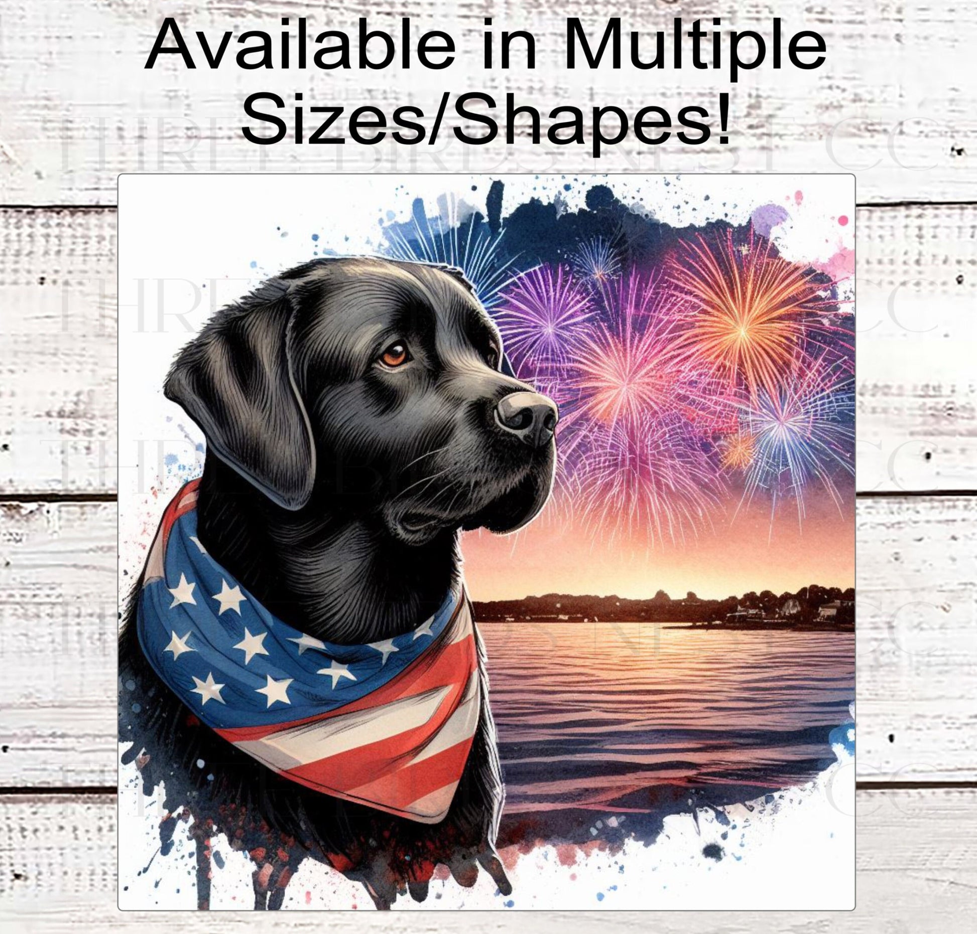 Patriotic Dog Wreath Signs - Labrador Retriever Dog - American Flag - Wiggle Butt - Beach Decor - Fireworks Sign - 4th of July