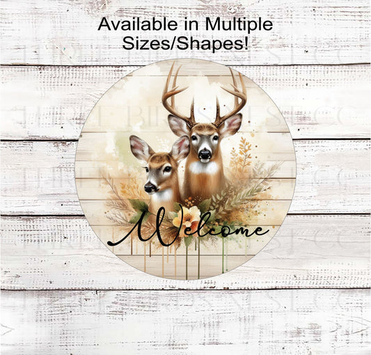 A beautiful Welcome Sign featuring a Whitetail Buck and Whitetail Doe Deer.