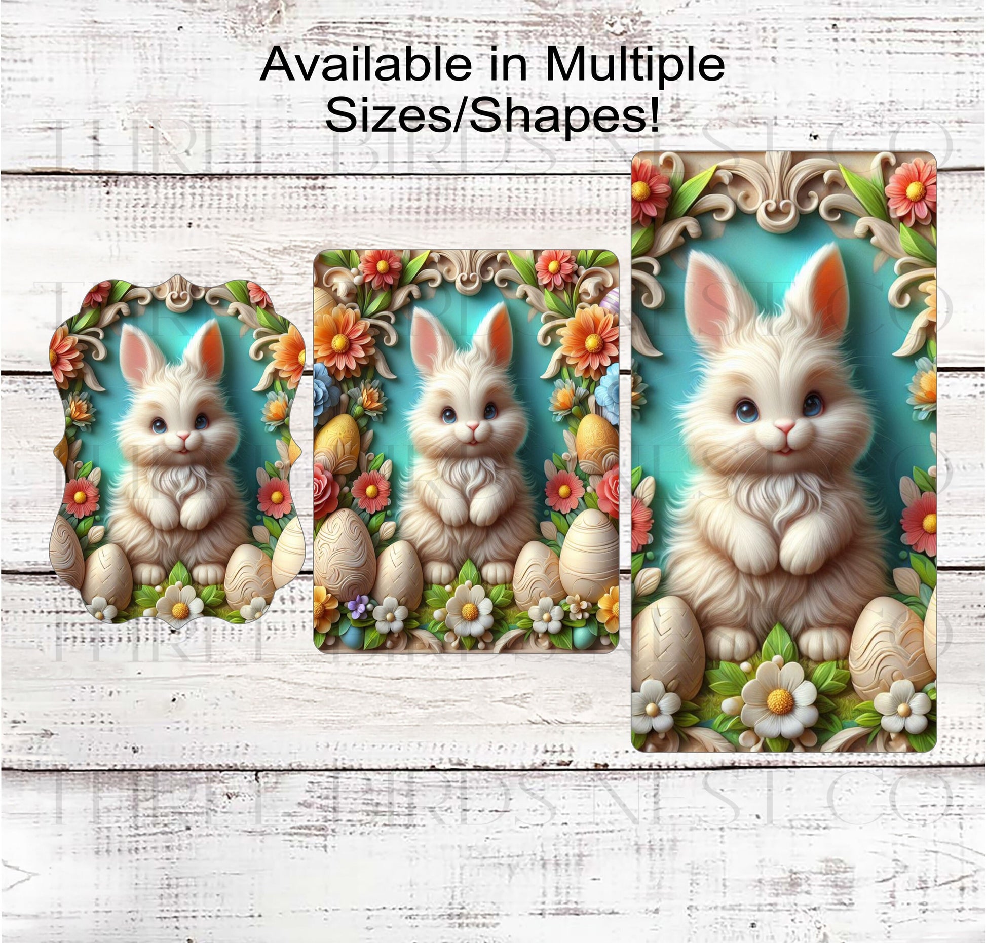 Floral Easter Bunny Wreath Sign - Easter Eggs - Spring Flowers - Floral Wreath Sign