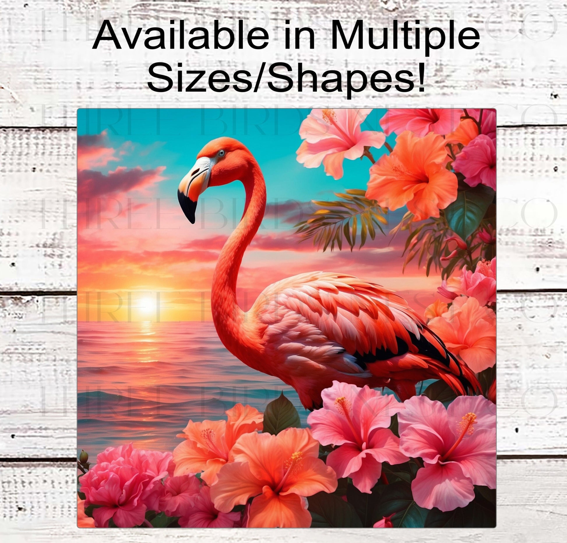 Sunset Flamingo Wreath Sign - Summer Wreath Sign - Flamingo Lover