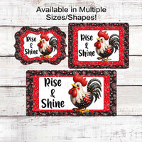 Rise and Shine Rooster Wreath Sign - Farmhouse Wreath Sign - Bandanna Print Sign